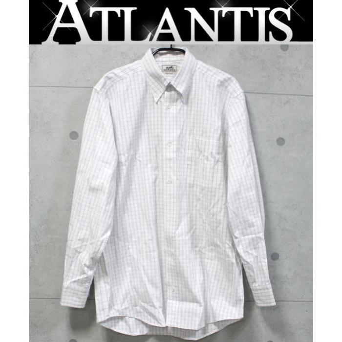 HERMES メンズ 長袖シャツ セリエボタン HERMES - 美品 エルメス HERMES シャツ セリエボタン コットン