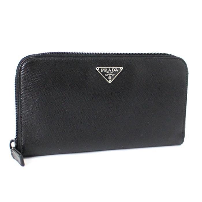 PRADA（プラダ） SALE 美品 ラウンドファスナー 長財布 黒 レザー