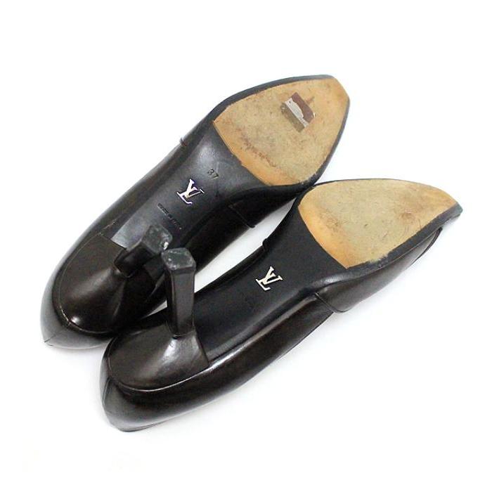 美品　LOUIS VUITTON ヴィトン　パンプス　ブラック 37 1/2 LOUIS VUITTON SALE 美品 ルイヴィトン パンプス レザー size37