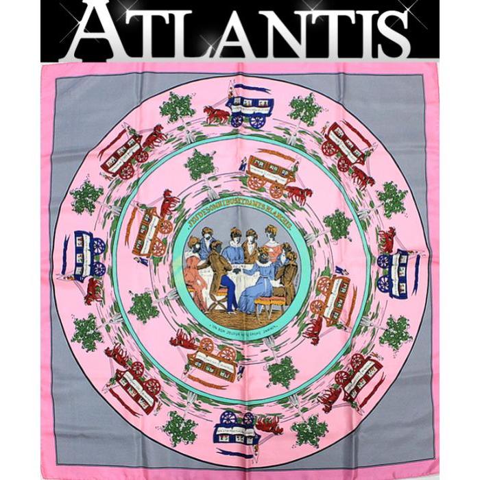 エルメススカーフ カレ90/柄名: オムニバスと白い貴婦人のゲーム