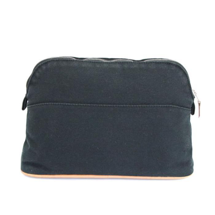 エルメス キャンバス ボリードポーチ MM 25 ブラック HERMES 在庫処分 大SALE 美品 エルメス ボリードポーチ MM 25 黒