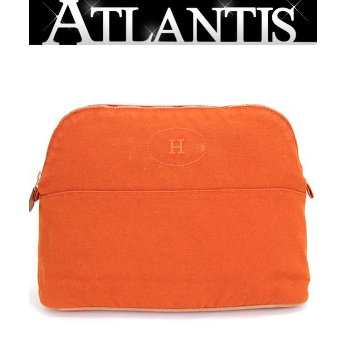 SALE エルメス HERMES ボリードポーチ MM 30 オレンジ キャンバス