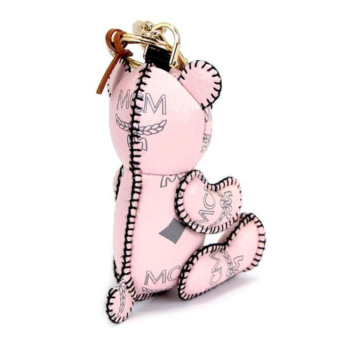 MCM クマ型キーホルダー ピンク MCM 美品 エムシーエム アニマル チャーム クマ レザー ピンク