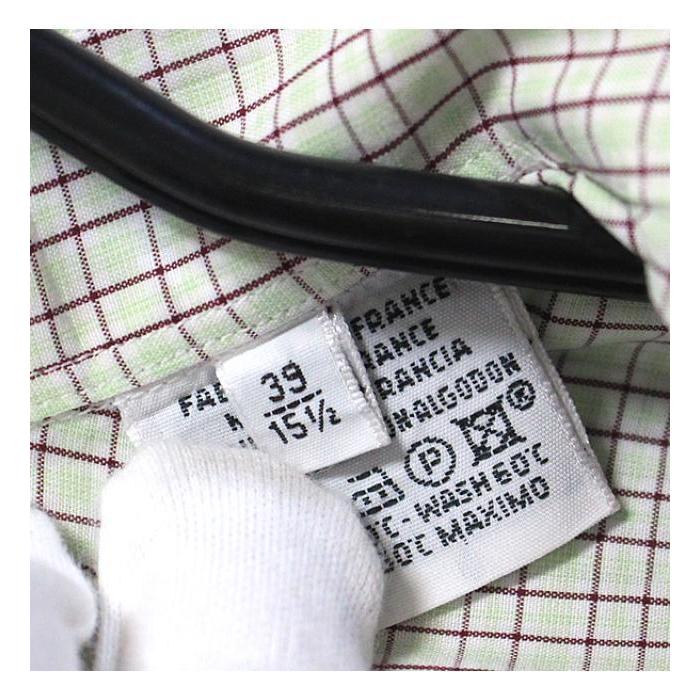 HERMES 美品 エルメス チェック柄 シャツ メンズ セリエボタン