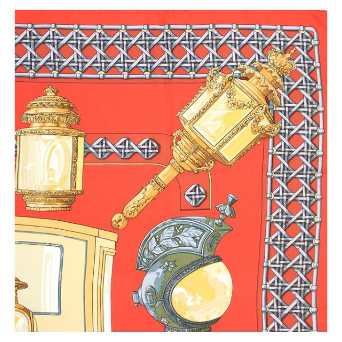 HERMES カレ90 馬車のランタン (Feux de Route) HERMES（エルメス） SALE 美品 カレ90 FEUX DE ROUTE 馬車のランタン