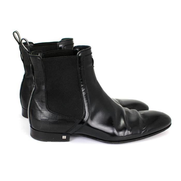 LOUIS VUITTON ルイヴィトン ダミエ サイドゴア ブーツ レザー 黒 LOUIS VUITTON ルイヴィトン ブーツ ダミエ サイドゴア 黒