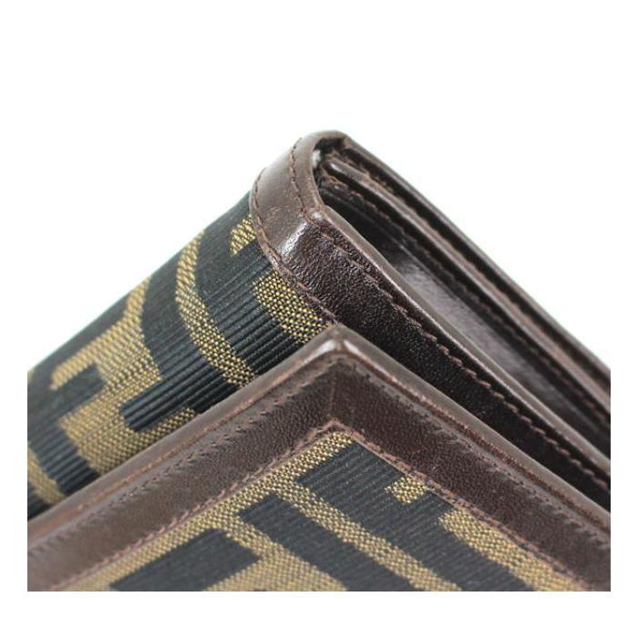 フェンディ L字ファスナー 財布 ズッカ柄 ブラウン レザー 高級感 かわいい ZUCCa（ズッカ） フェンディ FENDI L字ファスナー財布 ズッカ柄 レザー