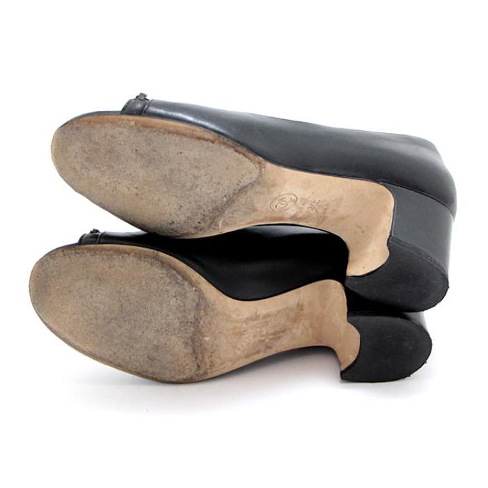 CHANEL シャネル パンプス オープントゥ ココマーク 黒 36C CHANEL シャネル パンプス オープントゥ ココマーク 黒 36C