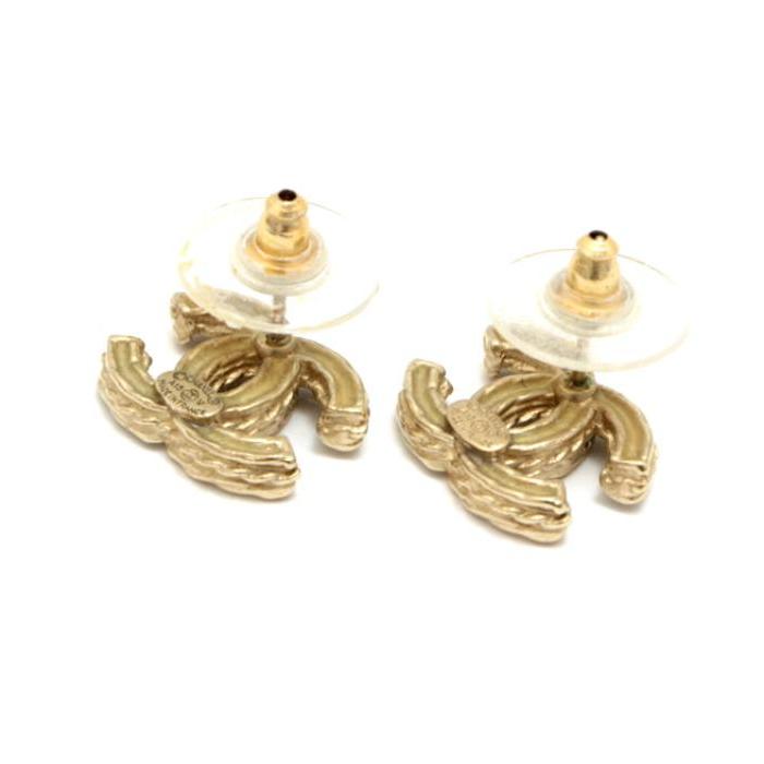 確実正規品CHANELラインストーン定番ピアス(ゴールド) CHANEL - シャネル ラインストーン ココマーク ピアス ゴールド