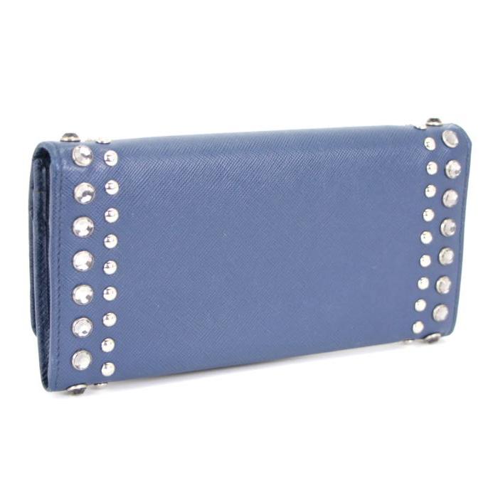 PRADA（プラダ） ビジュースタッズ 二つ折り 長財布 サフィアーノ