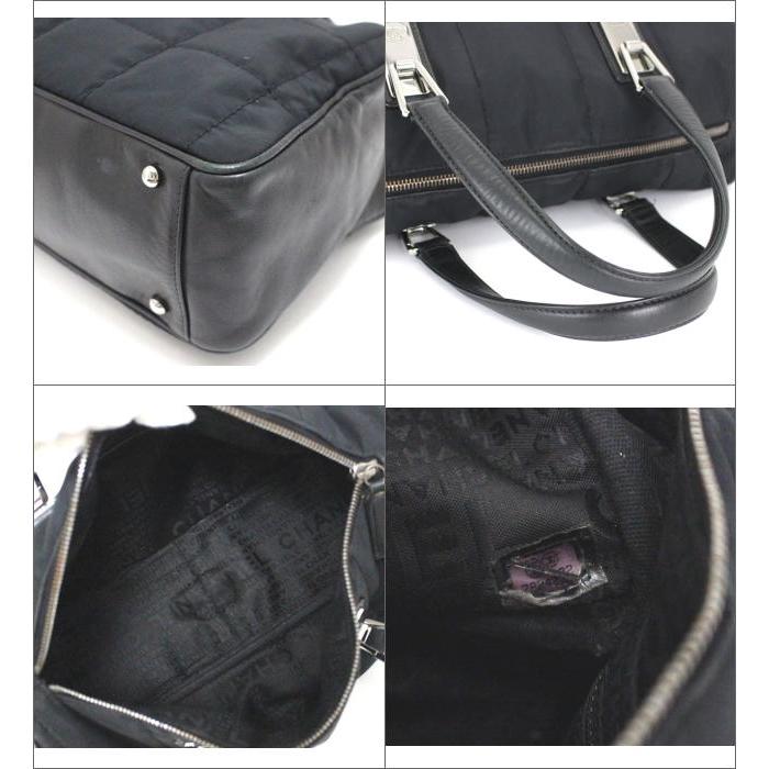 CHANEL シャネル チョコバー ハンドバッグ 黒 ナイロン×レザー