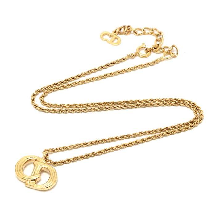 【極美品】クリスチャンディオール CDロゴ ネックレス ゴールド 金色 Christian Dior 美品 クリスチャン ディオール CDロゴ