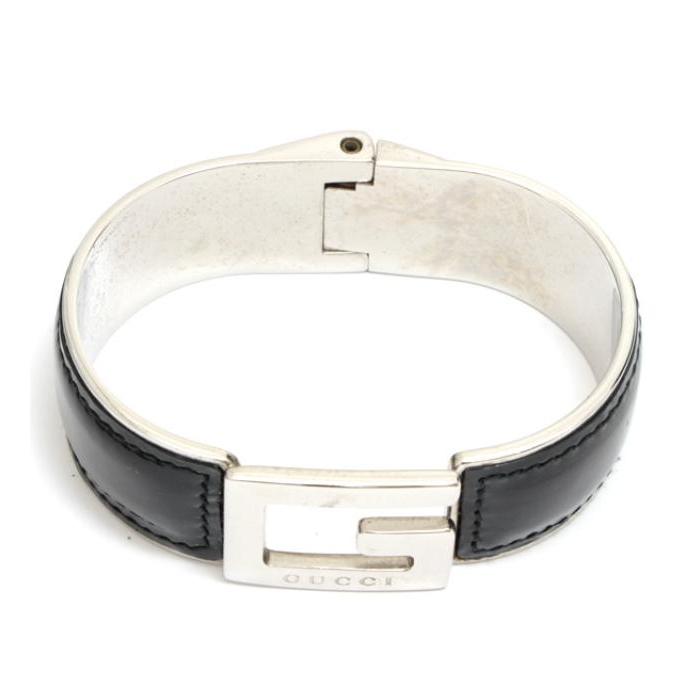 GUCCI（グッチ） スクエア Gモチーフ バングル 大 パテントレザー 黒