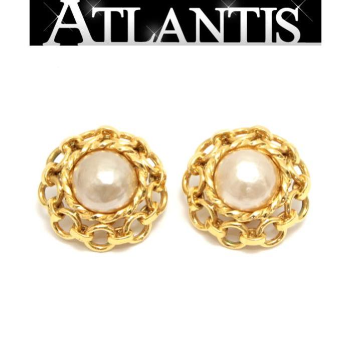 美品 シャネル CHANEL ヴィンテージ パール イヤリング ゴールド 26  