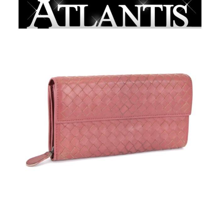 ボッテガヴェネタ イントレチャート 長財布 ピンク×レッド ラムレザー BOTTEGA VENETA（ボッテガ・ヴェネタ） SALE ボッテガ ヴェネタ