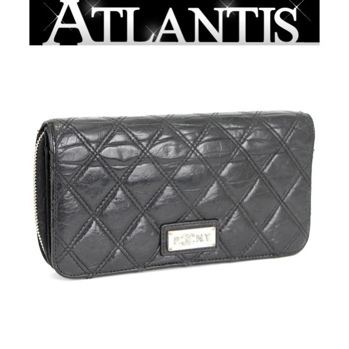 マトラッセ シャネル CHANEL ラウンドファスナー長財布 ラム 黒