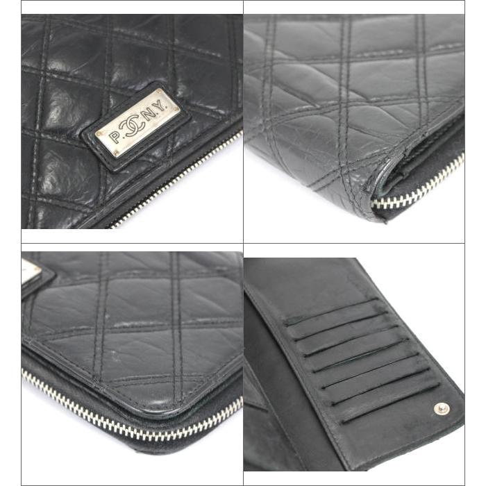 マトラッセ シャネル CHANEL ラウンドファスナー長財布 ラム 黒