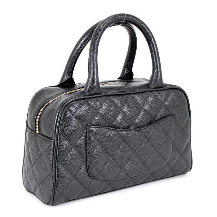 き*ら様 正規品　CHANEL キャビアスキン ココマーク ボストンバック　シャ CHANEL ココマーク 1995年頃 ボストンバッグ ブラック ゴールド