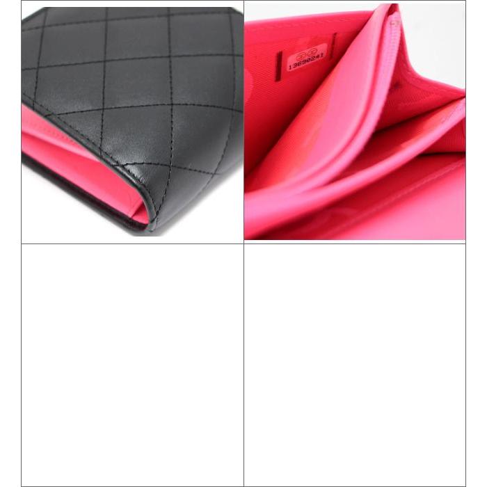 CHANEL（シャネル） 極美品 カンボン 二つ折り長財布 黒×白 カーフ 内
