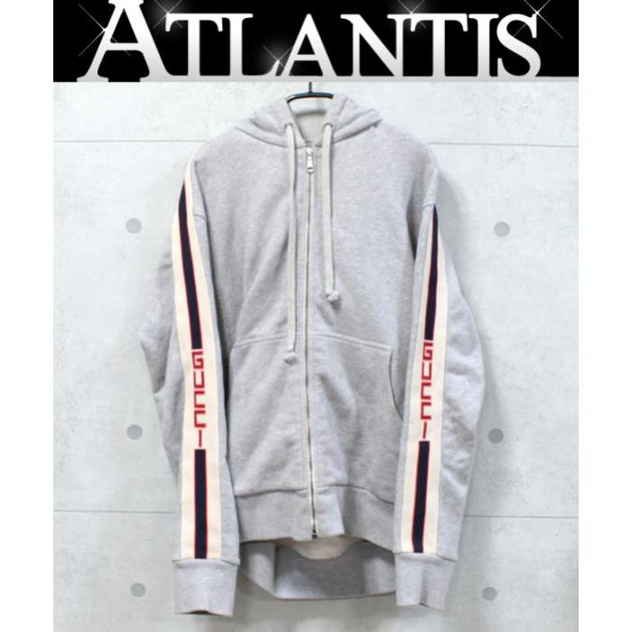 GUCCI（グッチ） ロゴライン スウェット ジップパーカー グレー size:L