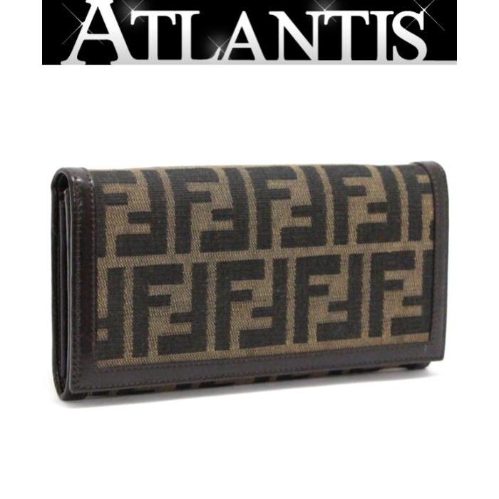 FENDI 美品 フェンディ 二つ折り 長財布 ズッカ柄 ブラウン系