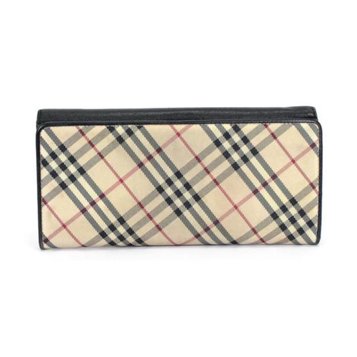 美品☆人気☆バーバリー◆Wホック長財布 BURBERRY（バーバリー） BURBERRY Wホック 長財布 レザー×キャンバス