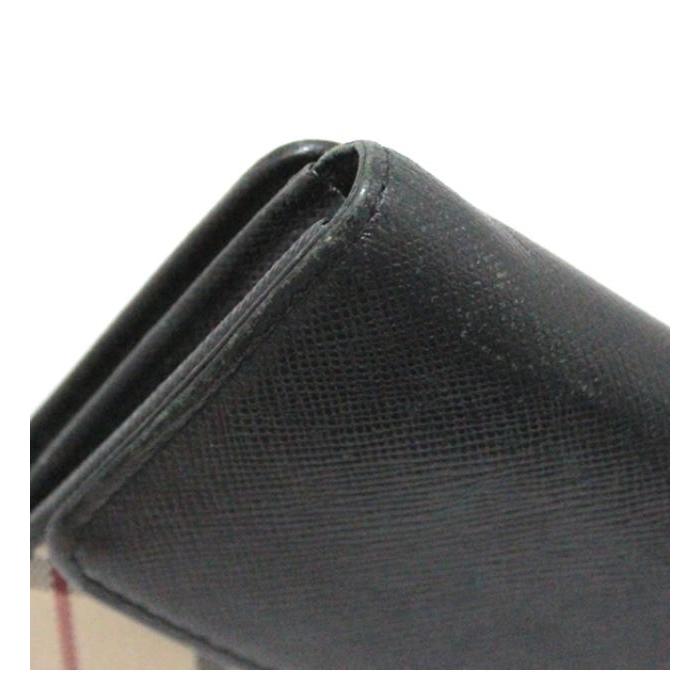 美品☆人気☆バーバリー◆Wホック長財布 BURBERRY（バーバリー） BURBERRY Wホック 長財布 レザー×キャンバス