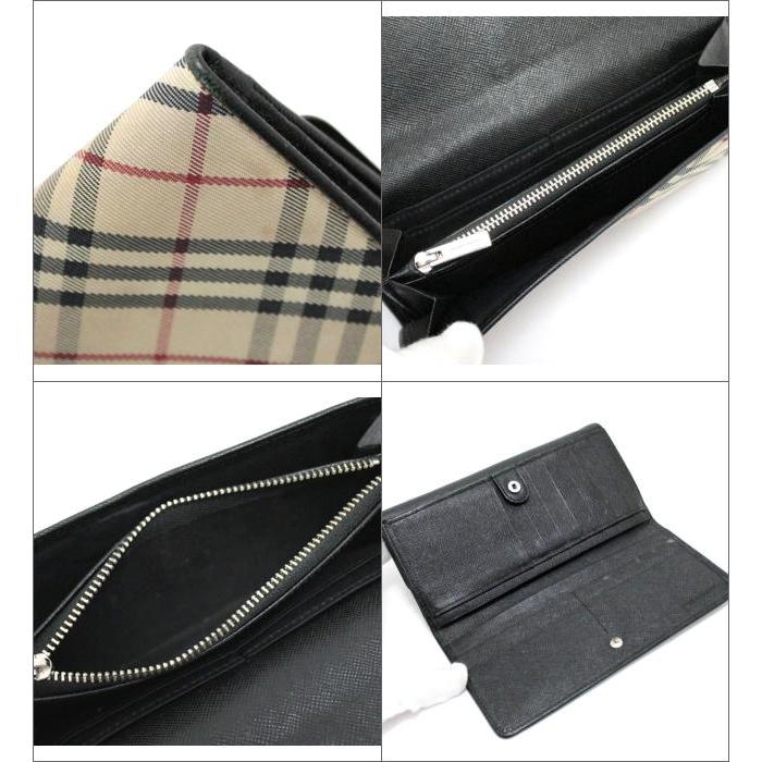 美品☆人気☆バーバリー◆Wホック長財布 BURBERRY（バーバリー） BURBERRY Wホック 長財布 レザー×キャンバス