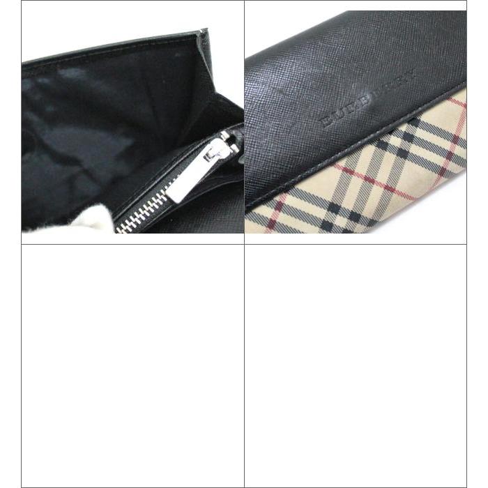美品☆人気☆バーバリー◆Wホック長財布 BURBERRY（バーバリー） BURBERRY Wホック 長財布 レザー×キャンバス