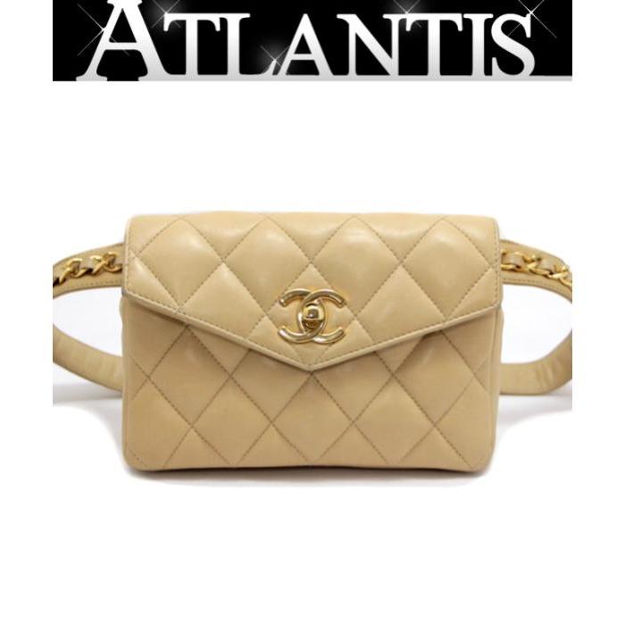 シャネル CHANEL マトラッセ ウエストポーチ ラムスキン ベージュ 