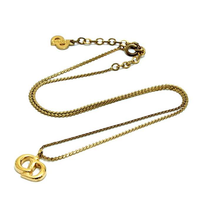 クリスチャン ディオール Christian Dior CDロゴ ネックレス ゴールド