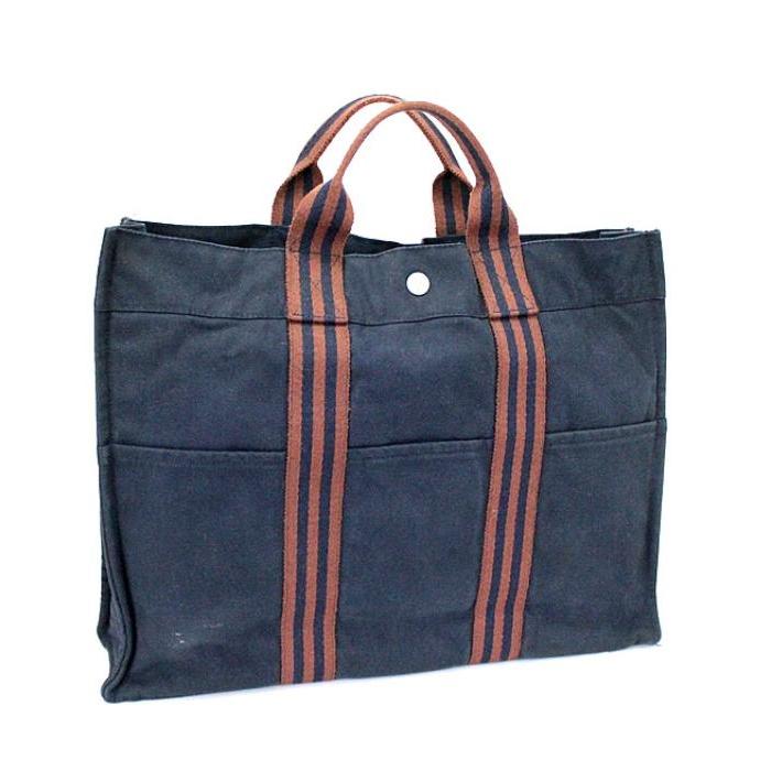 HERMES（エルメス） フールトゥMM ハンドバッグ キャンバス ネイビー
