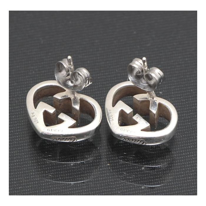 GUCCI ハート型 ピアス AG925 SV925 GUCCI グッチ インターロッキングG ハート ロゴ ピアス SV925