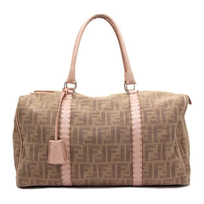 FENDI（フェンディ） ミニボストン ズッカ柄 ピンク×ベージュ