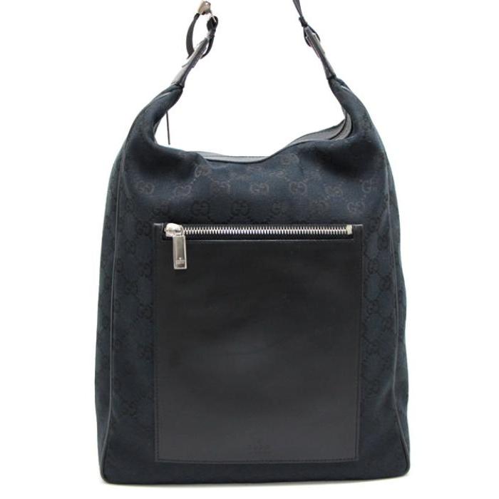 GUCCI グッチ GG柄 ワンショルダーバッグ キャンバス×レザー 黒