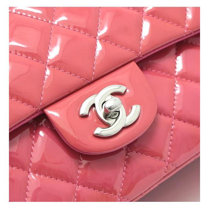 シャネル ピンク　マトラッセ　パテントレザー CHANEL（シャネル） マトラッセ25 パテント ピンク Wフラップ チェーン