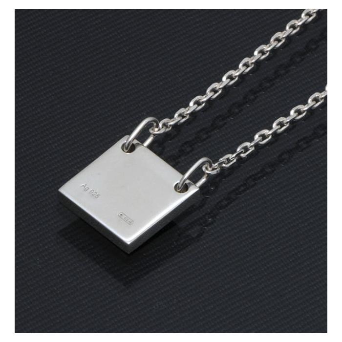 GUCCI（グッチ） 美品 スクエア ロゴ プレート ネックレス シルバー 