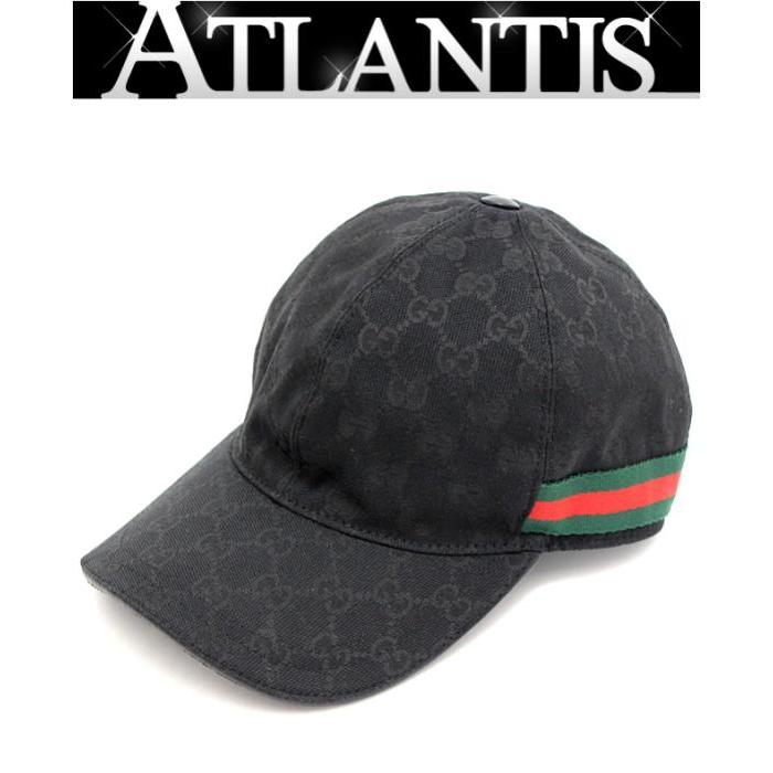 グッチ GUCCI ベースボール キャップ 帽子 シェリーライン GG 黒 