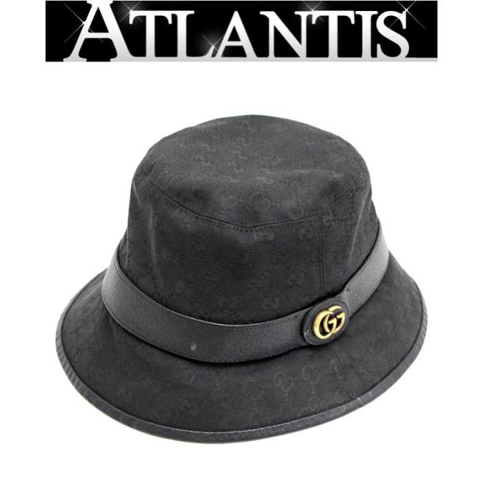 GUCCI バケットハット 黒 キャンバス レザー GUCCI バケット