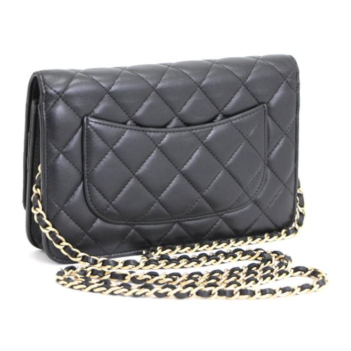 CHANEL（シャネル） マトラッセ チェーン ウォレット ラム 黒 G金具 19