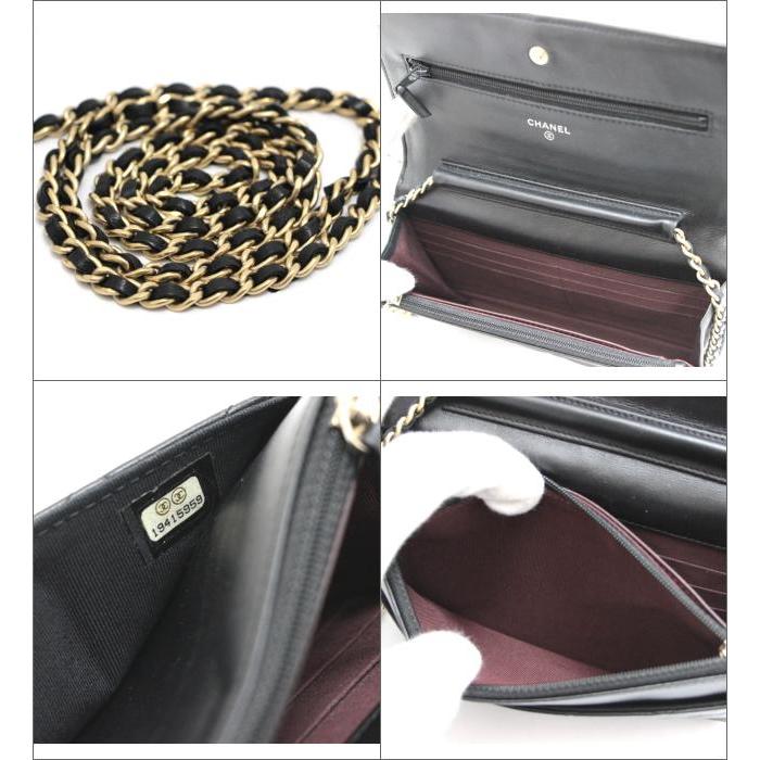 CHANEL（シャネル） マトラッセ チェーン ウォレット ラム 黒 G金具 19