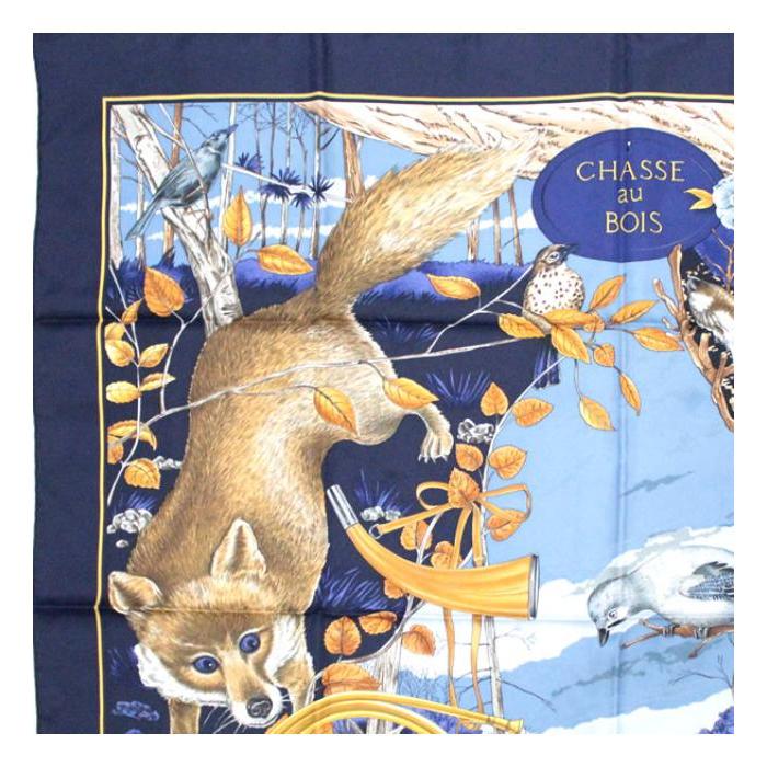 HERMES スカーフ カレ 90「CHASSE au BOIS森の狩猟」 エルメス HERMES