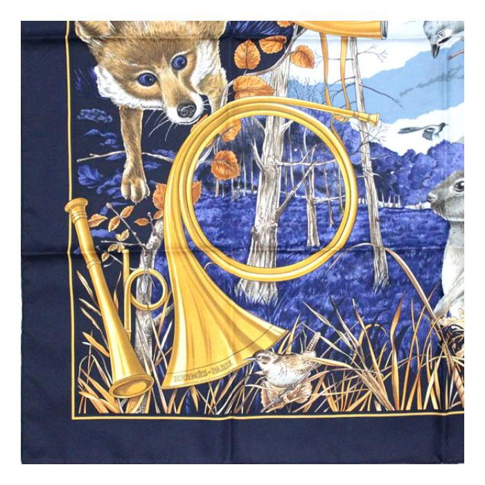 HERMES（エルメス） 美品 カレ90 CHASSE au BOIS 森の狩猟 大判