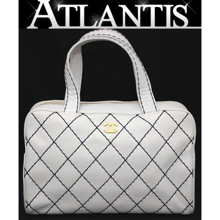 CHANEL（シャネル） SALE ワイルドステッチ ハンドバッグ 白×ネイビー
