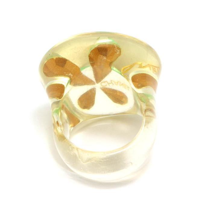 【美品】CHANEL シャネル ロゴ クローバー リング 13号 クリア CHANEL シャネル プラスチック クリアリング 四葉 クローバー