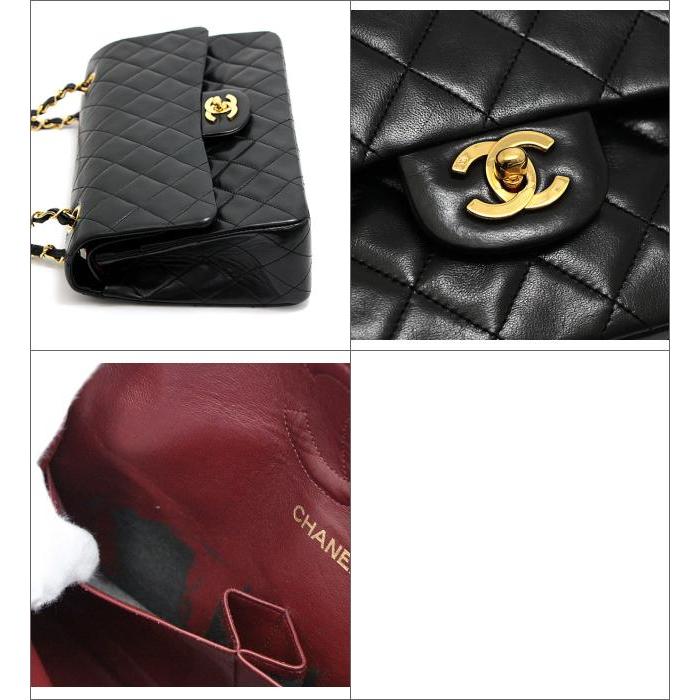 シャネル マトラッセ25 チェーン ショルダーバッグ Wフラップ ラムスキン 黒 CHANEL マトラッセ 25 ダブルフラップダブルチェーン 1990年頃