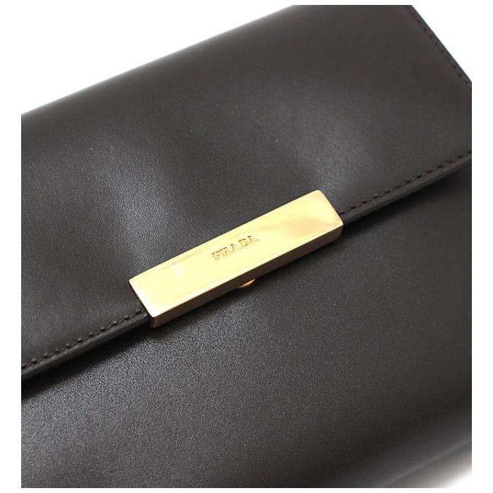 PRADA（プラダ） レディース 三つ折り財布 レザー ブラウン : atlantis