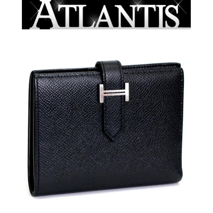 【極美品】エルメス 二つ折り財布 ベアンコンパクト ブラック エプソン HERMES エルメス 二つ折り財布 ベアンコンパクト 黒 (ブラック