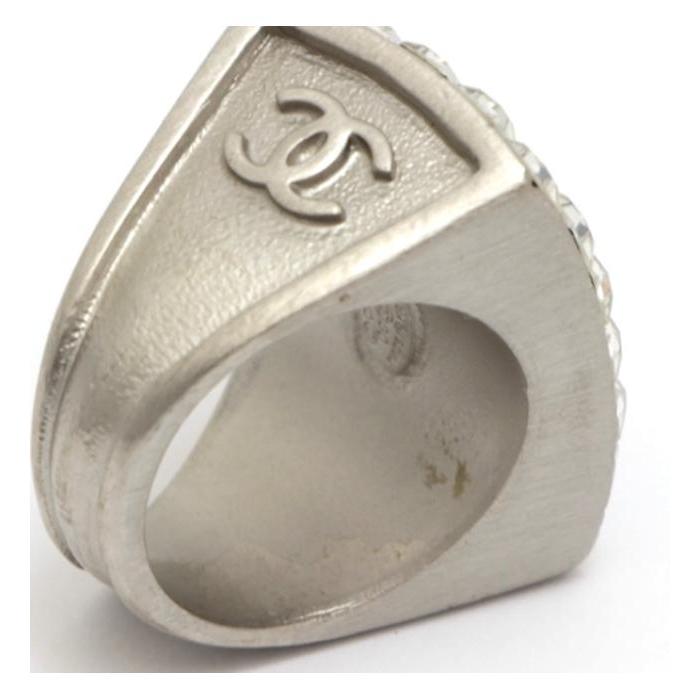 シャネル Chanel 00Aリング　ラインストーン　シルバー　箱付き シャネル Chanel 00Aリングラインストーンシルバー箱付き