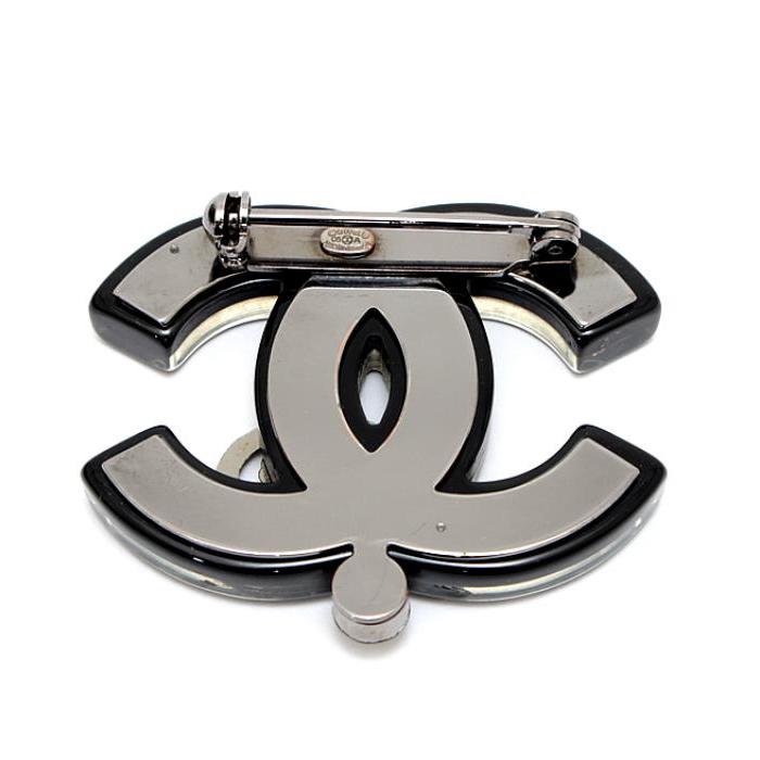 CHANEL シャネル ココマーク カメリア ブローチ パイソン柄 黒 06A 